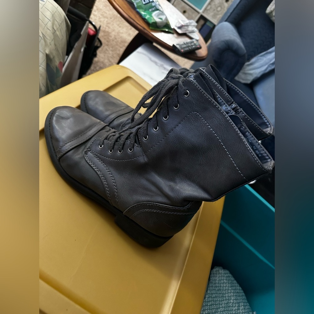 Grey Combat Boots